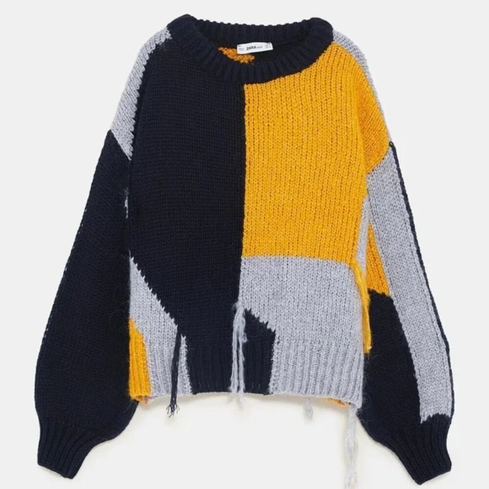 Zara Fringed Contrasting Wool Mohair Sweater